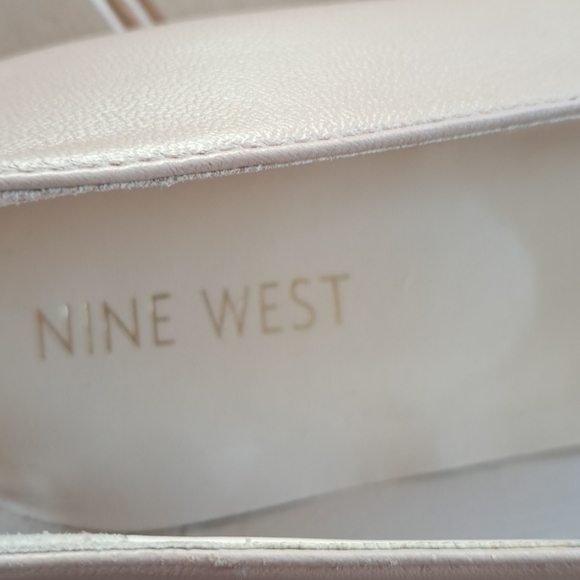 Nine West Corrine Smooth Soft Leather Gold Heel Edging Slip-in Chic Ballet Flats - Picture 4 of 9